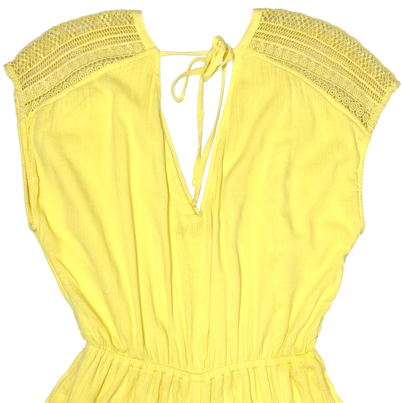 Abercrombie & Fitch Yellow Romper Shorts Crochet Lace AF Size Large - Picture 8 of 11